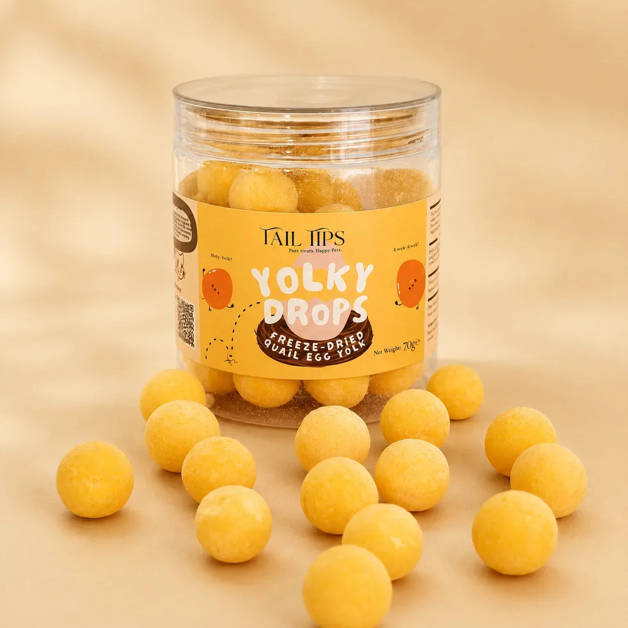 Yolky Drops - 100 % gefriergetrocknete Wachteleigelb-Leckerlis, Gourmet-Futterergänzung für Haustiere