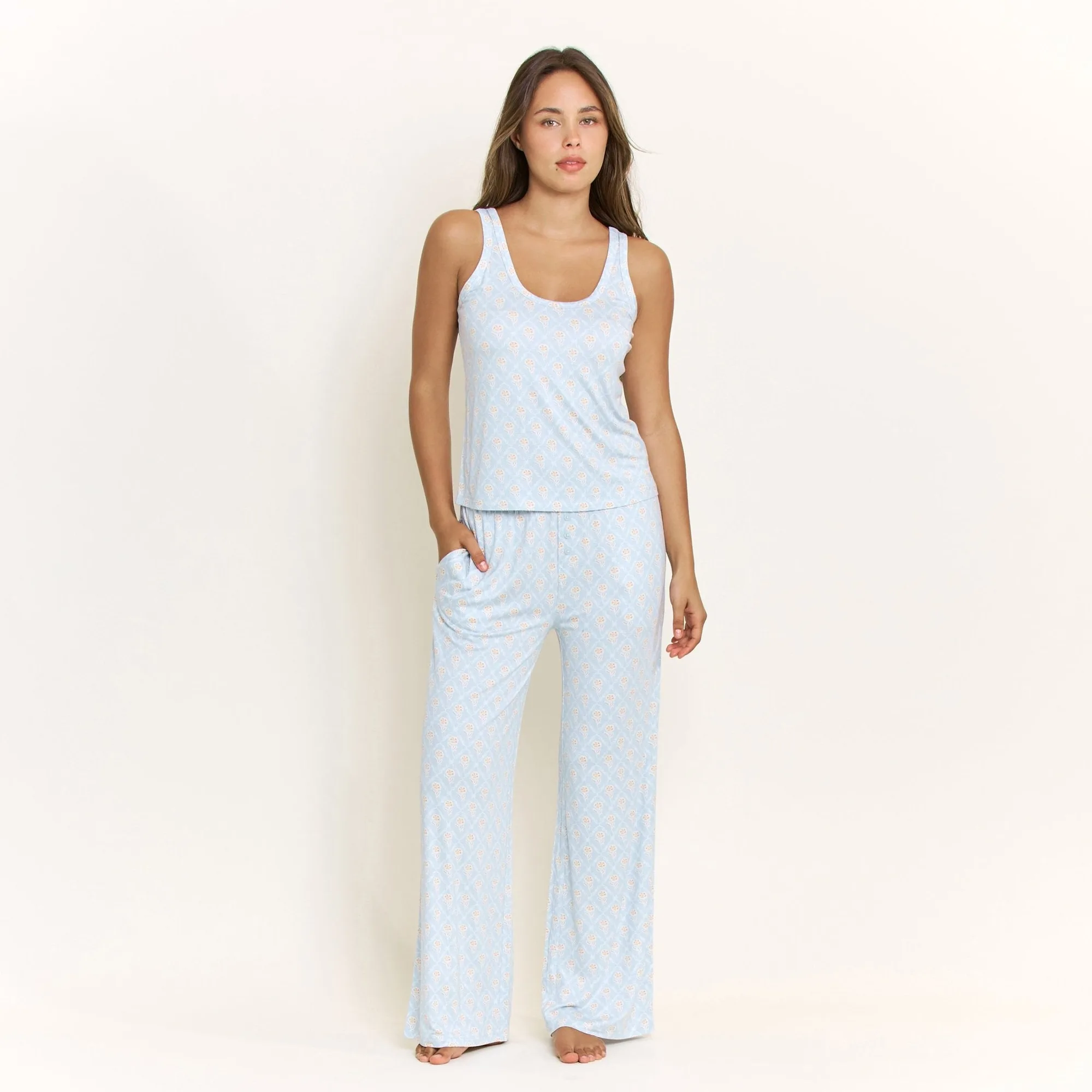 All American Tank Pant Set in Blue Sky Garden Floral