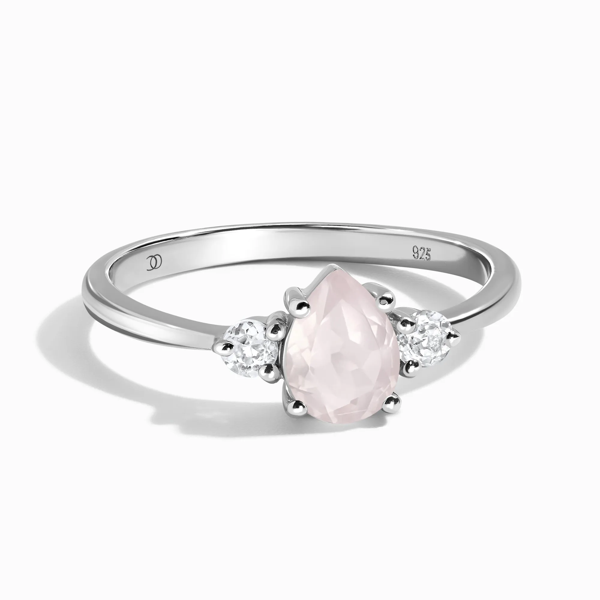 Fine Rose Quartz Lab Diamond Ring - Lania