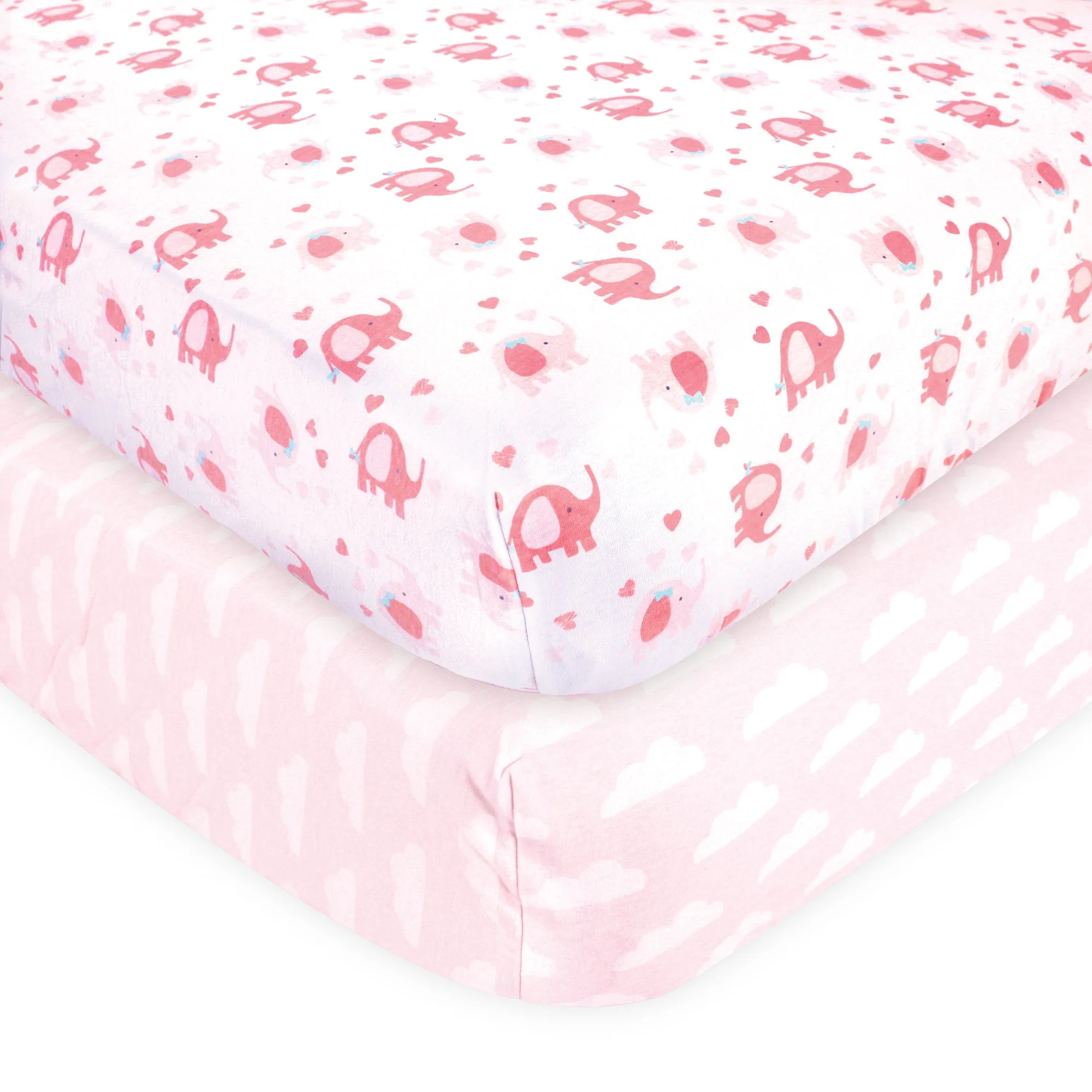 Luvable Friends Fitted Crib Sheet, Girl Basic Elephant