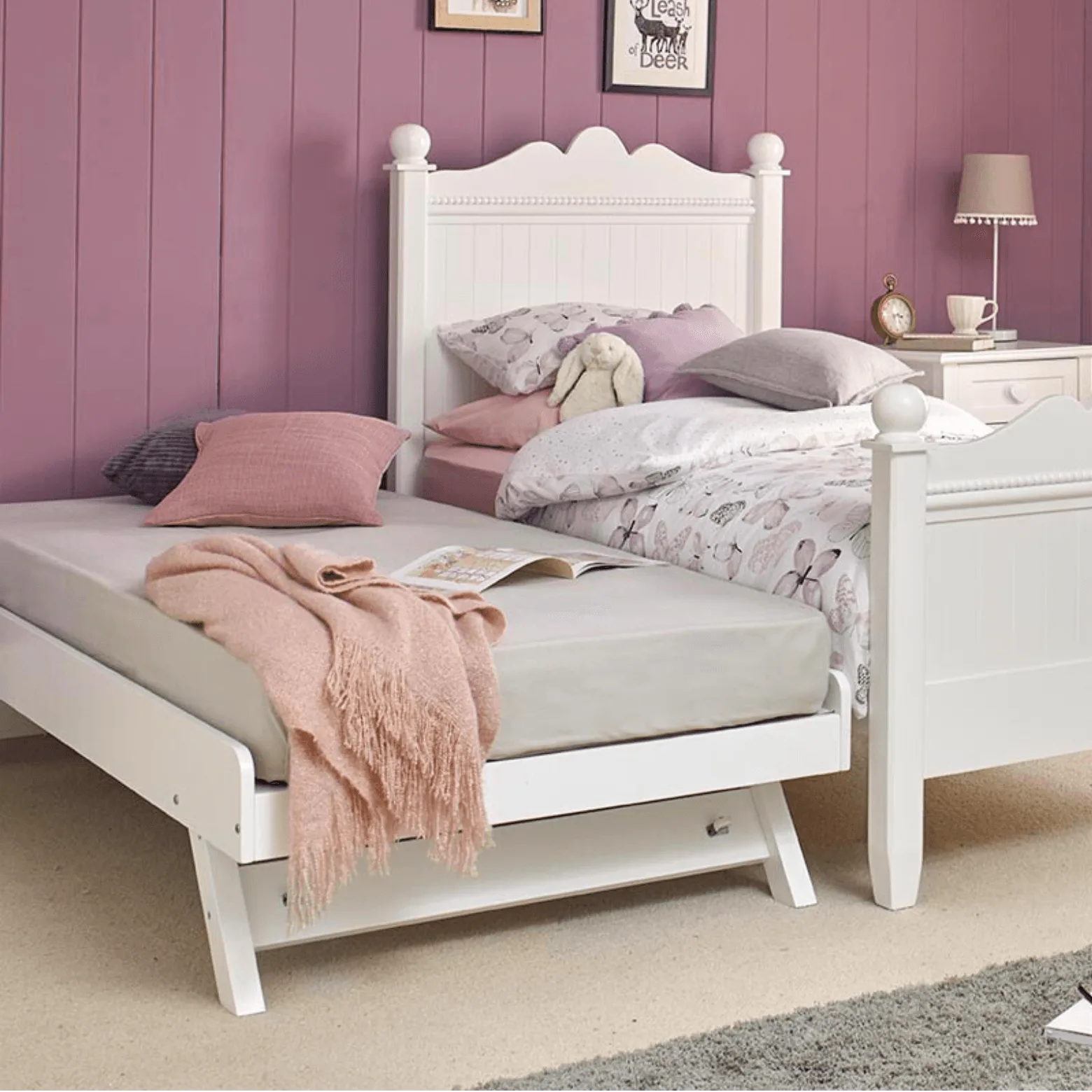 Princess Kids Bed with Pop-Up Trundle