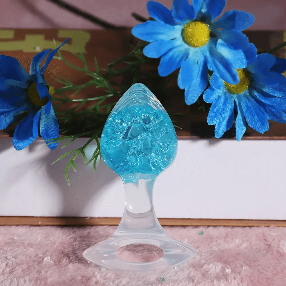 Herzförmiger Kristall-Analplug - Blau