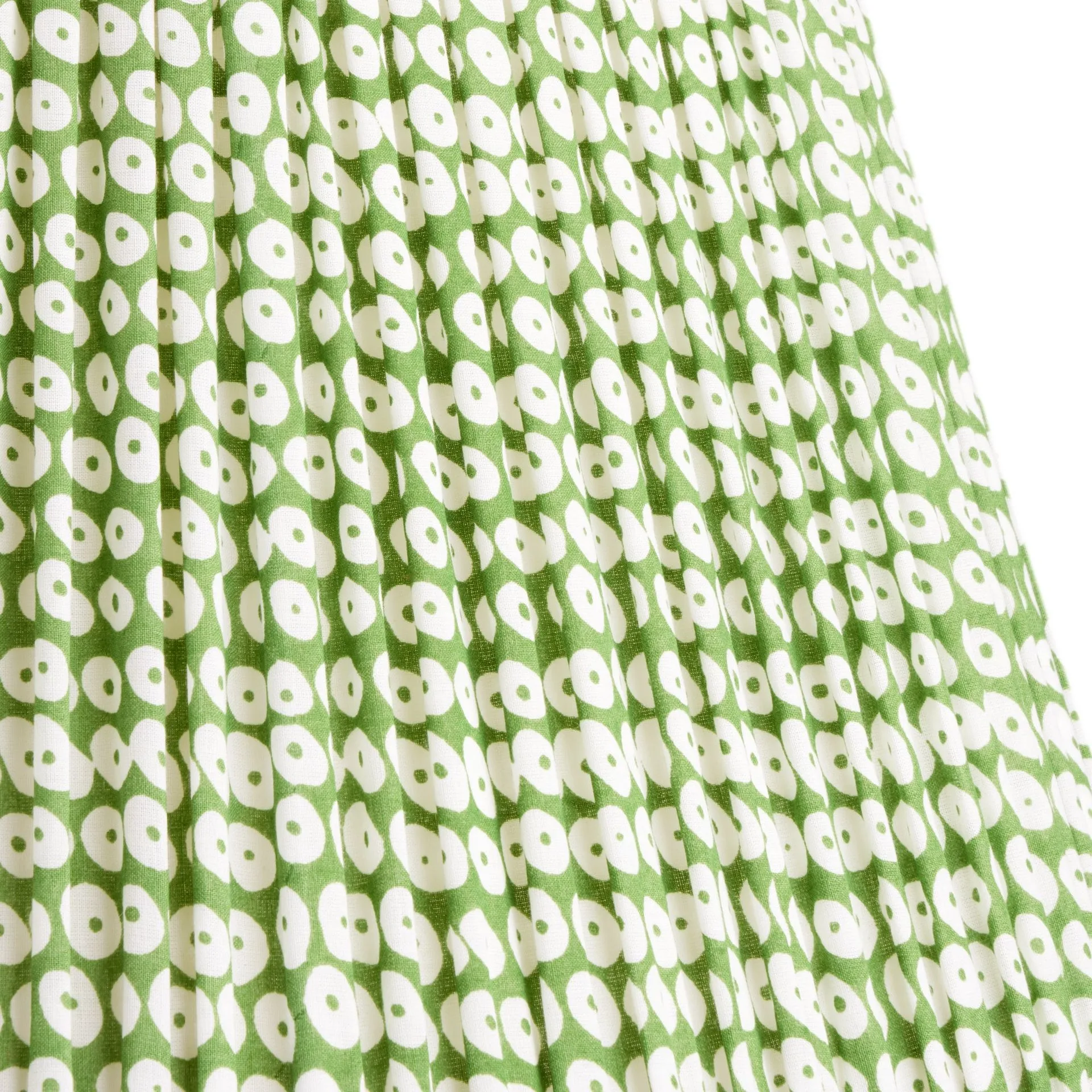 35cm straight empire gathered lampshade in green block printed cotton