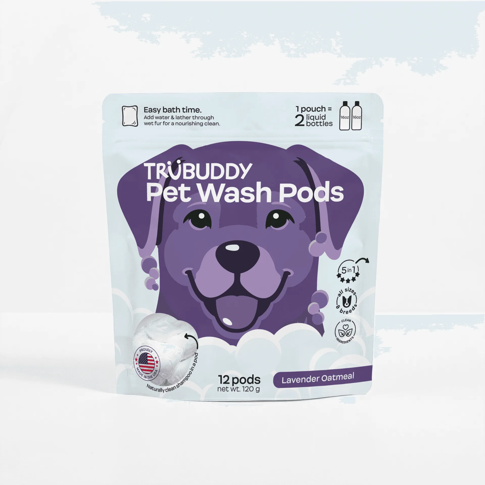 TruBuddy أكياس غسيل الحيوانات الأليفة لافندر-شوفان