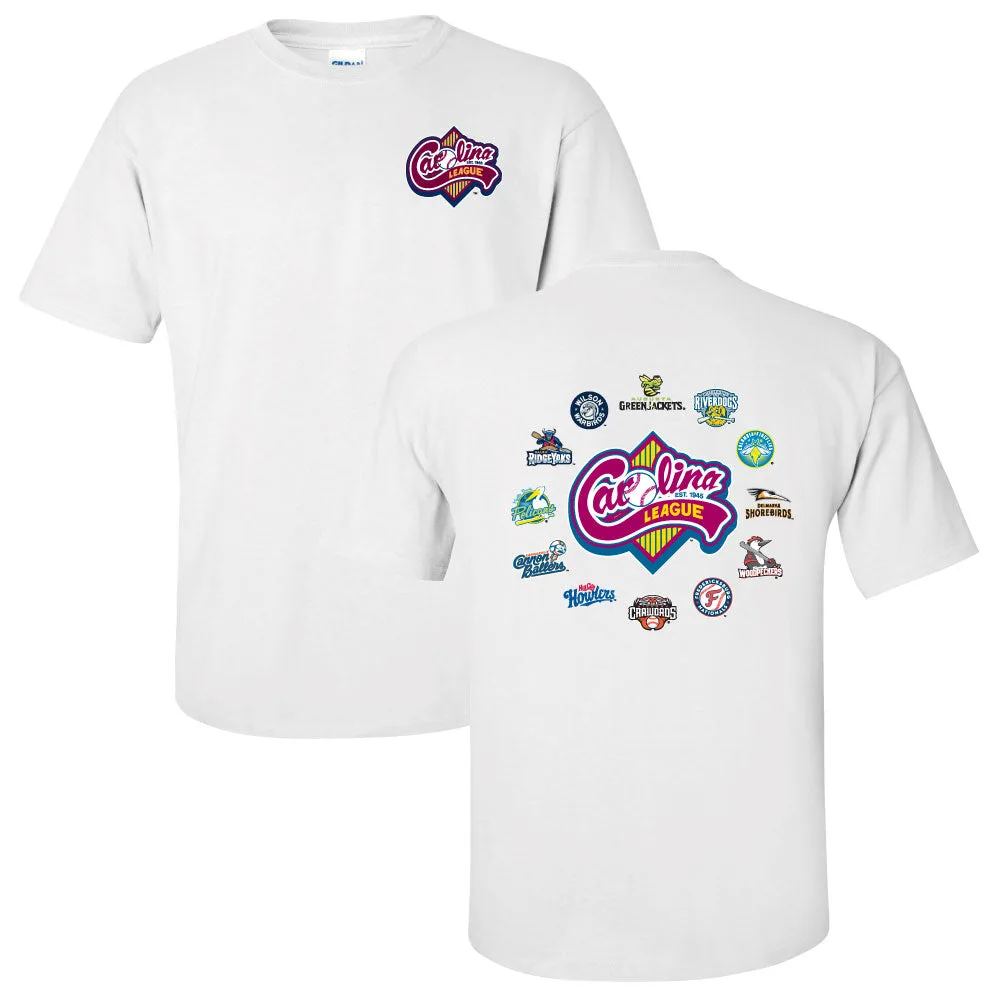Hickory Crawdads wit Carolina League teams katoenen T-shirt