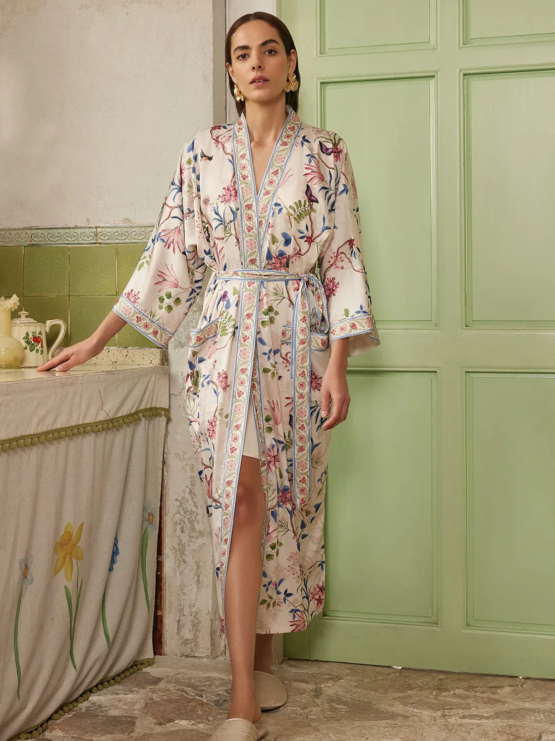 Guia de compra: roupão kimono chinoiserie floral