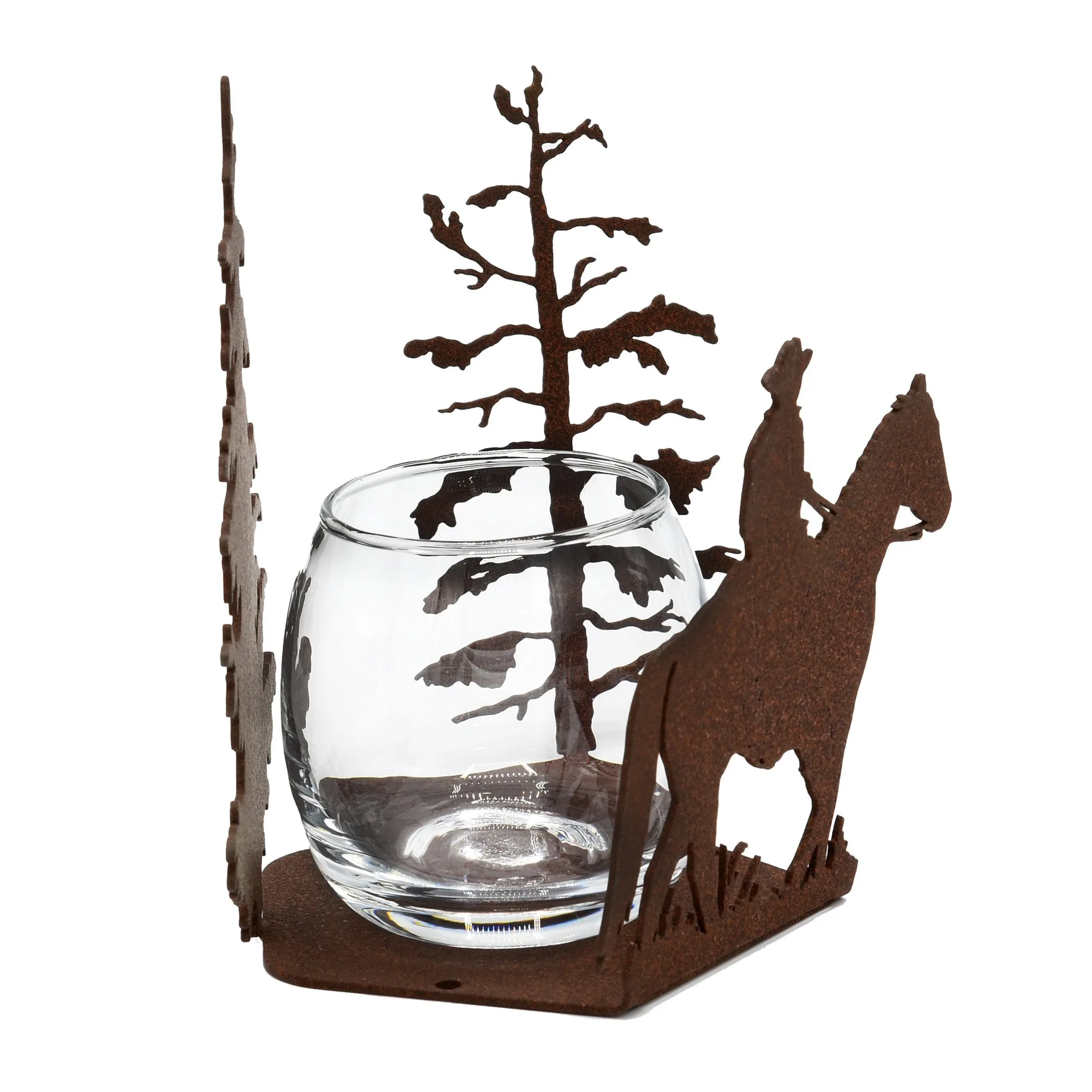 Cowboy Riding Horseback Candle Holder