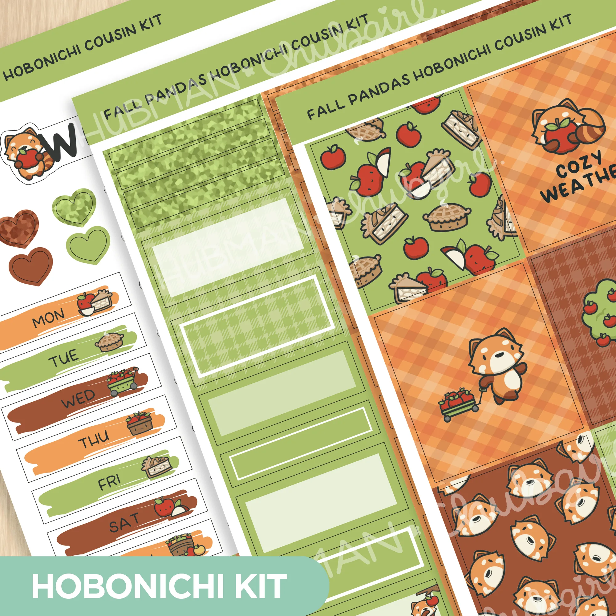 Herfstpanda's Thema Hobonichi Cousin Wekelijkse Kit (set van 3)