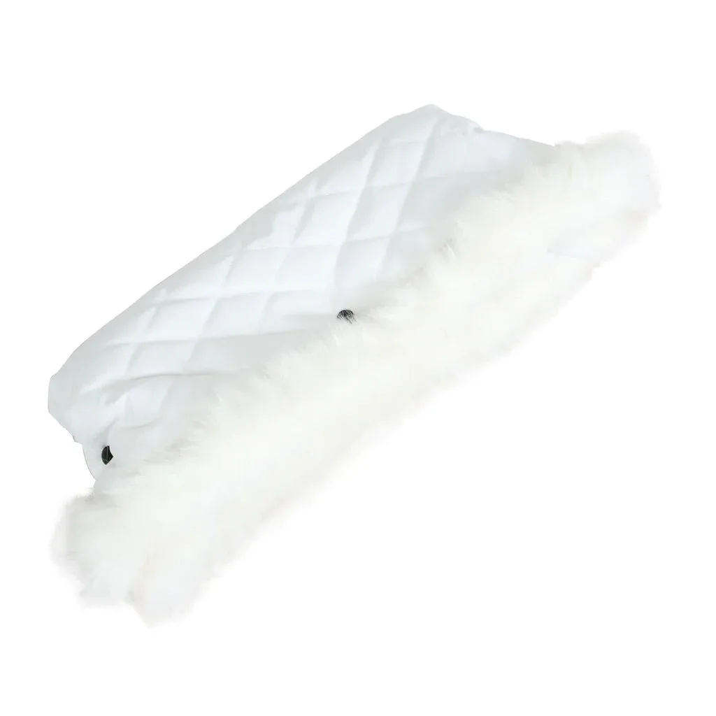 Manchon pour poussette My Babiie bordé de fourrure, blanc - Déstockage