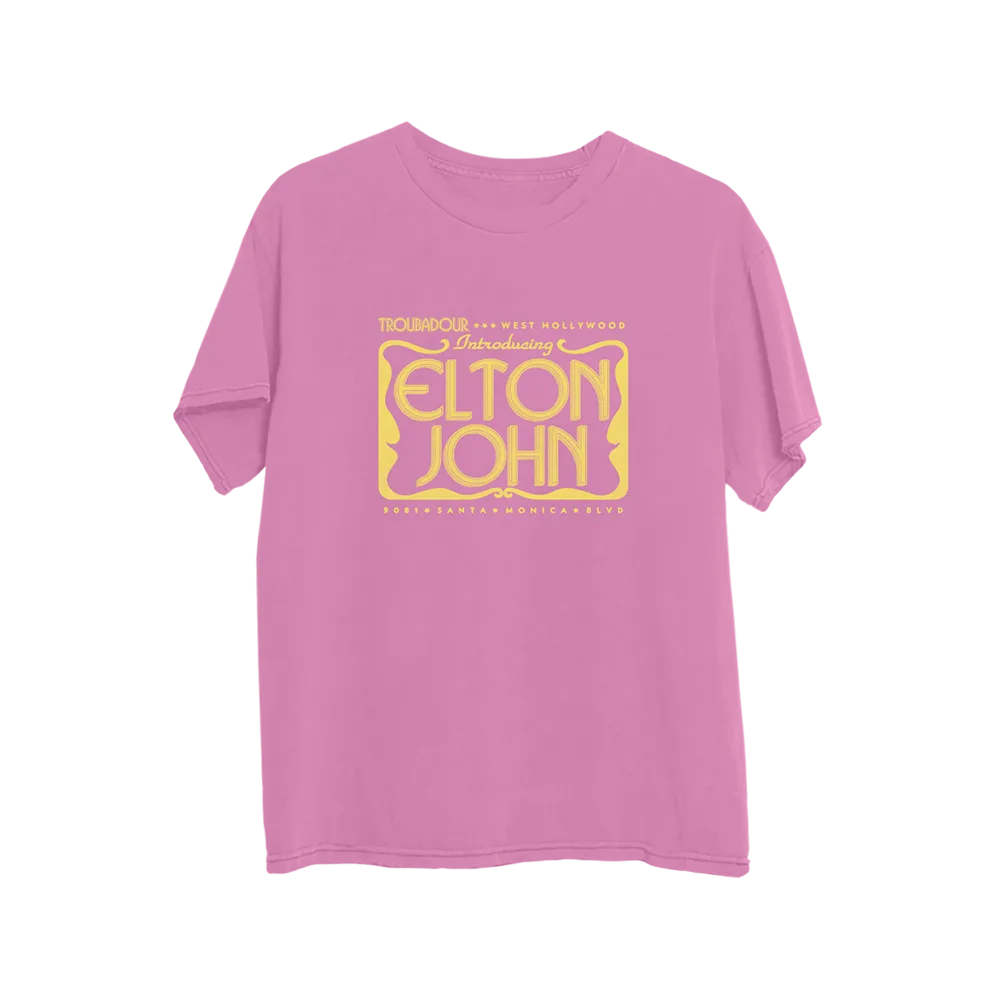 Elton Troubadour Live Event Flier Pink T-Shirt
