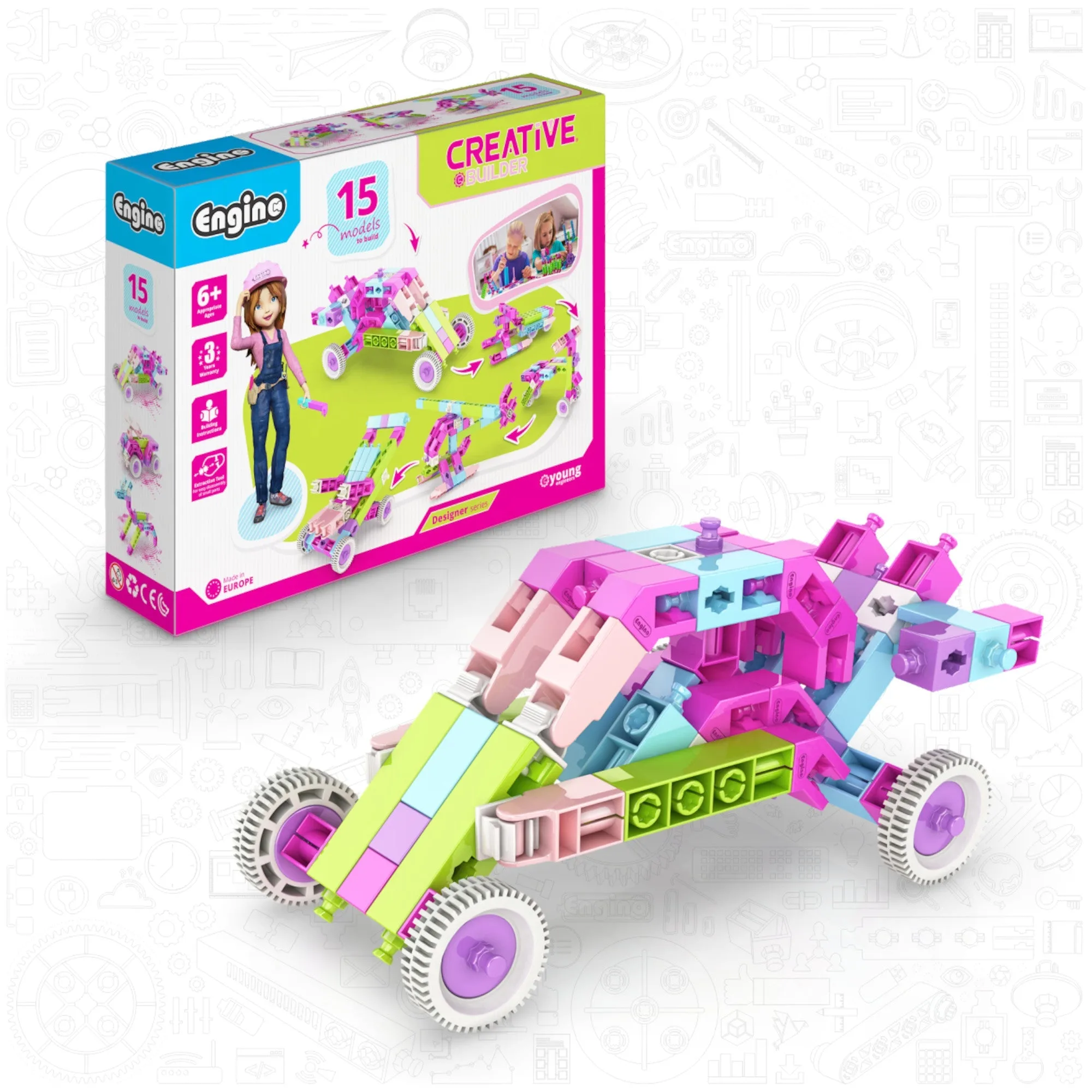 Engino Creative Builder: Set Designer 15 Modelli- Giocattoli STEM per Bambini 6+ (15 Modelli)