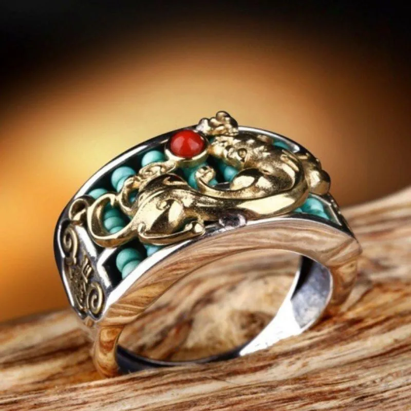 Pixiu Abacus Turquoise Ring vs Black Obsidian Wealth Ring