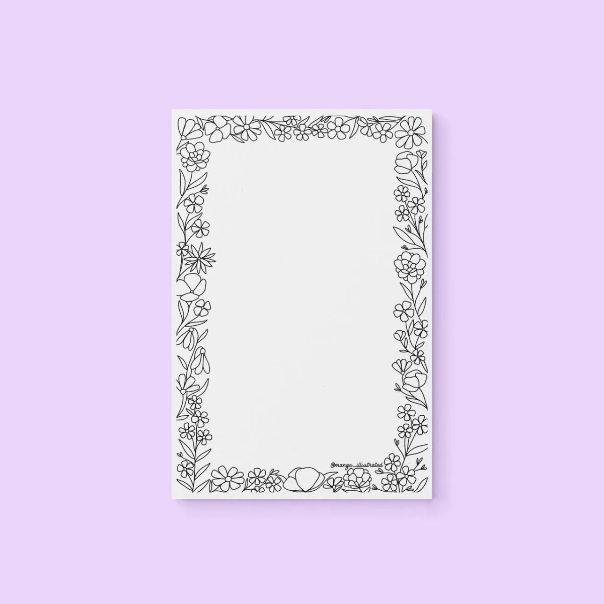Floral doodles color-in notepad