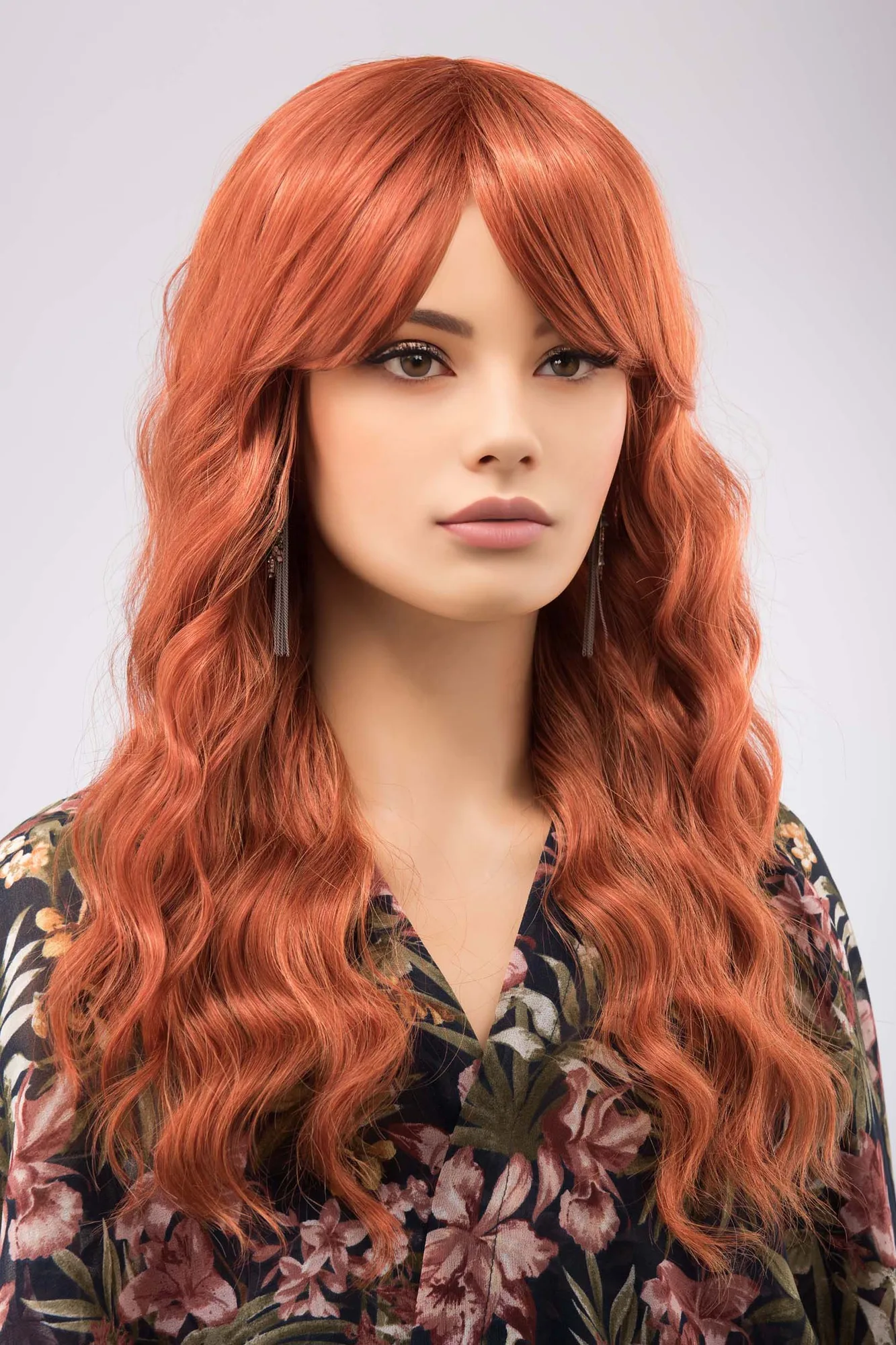 Ginger Wavy Synthetic Wig with Bangs Maisie