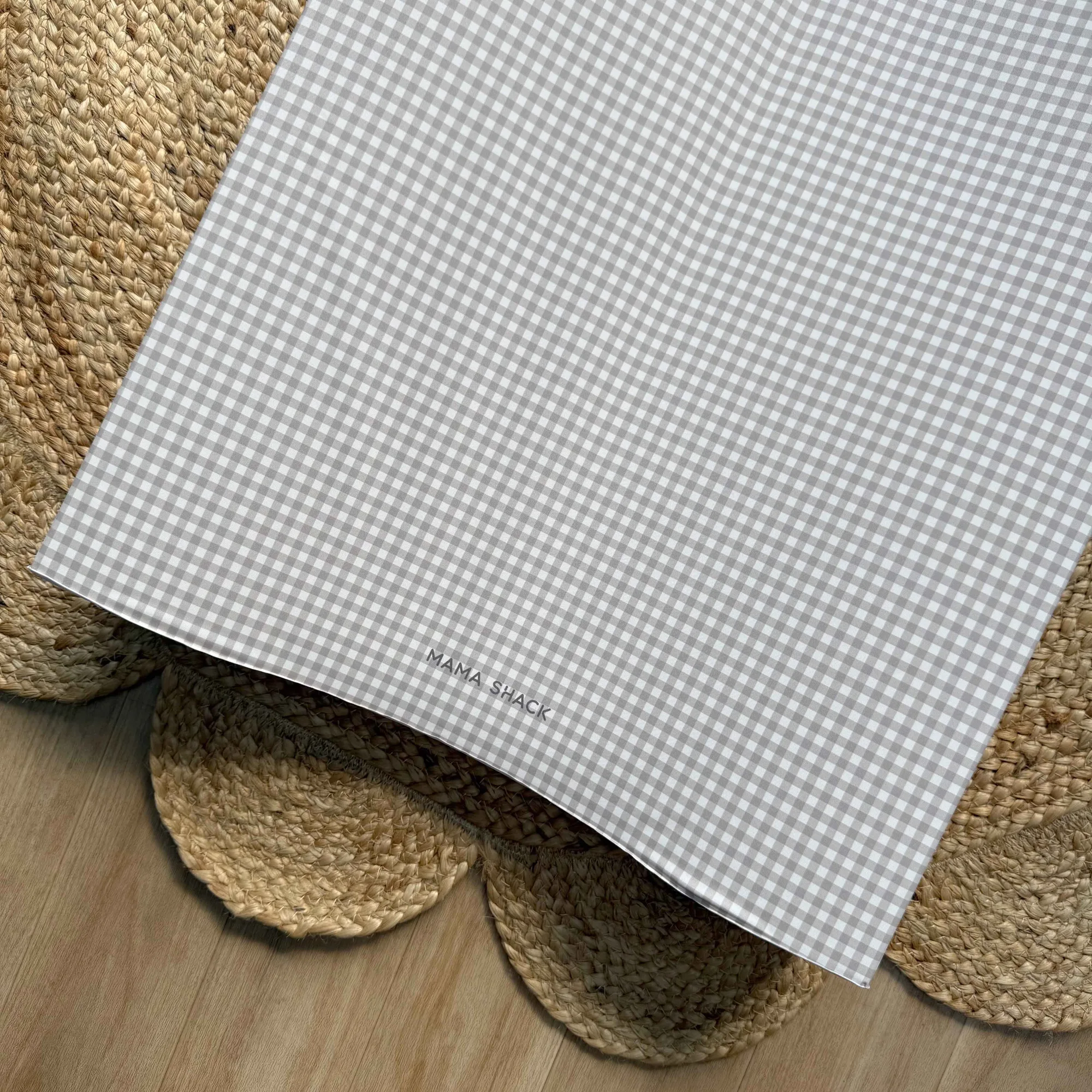 Anti Roll Wedge Changing Mat - Greige Gingham