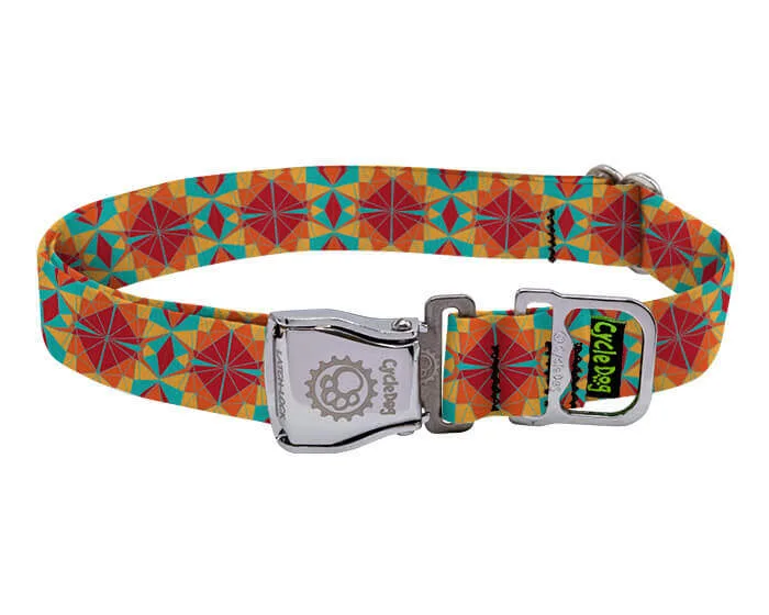 Ecoweave červený oranžový kaleidoskop psí obojek