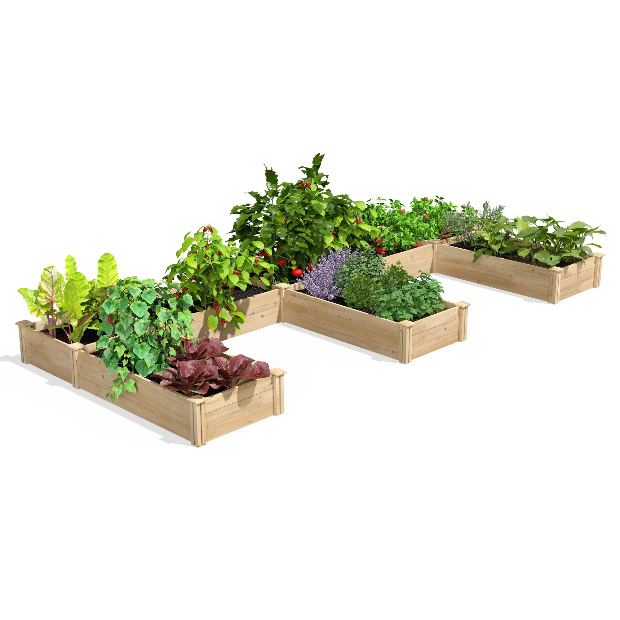 Premium Cedar E-Shaped Raised Garden Bed (3/4 in Thick) RCOCLE / RCOCBE