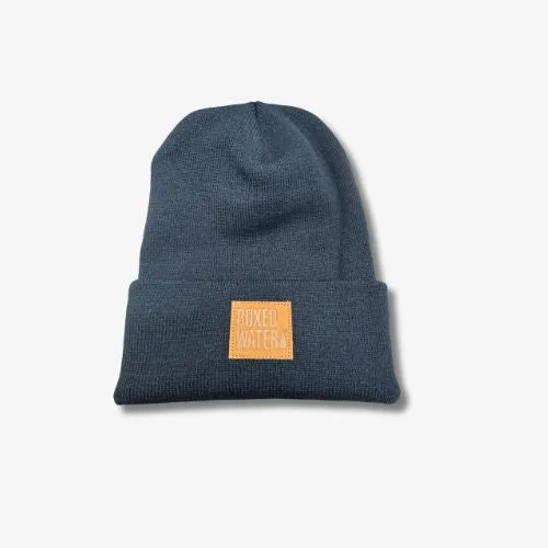 Leather Patch Beanie (No Pom Pom)