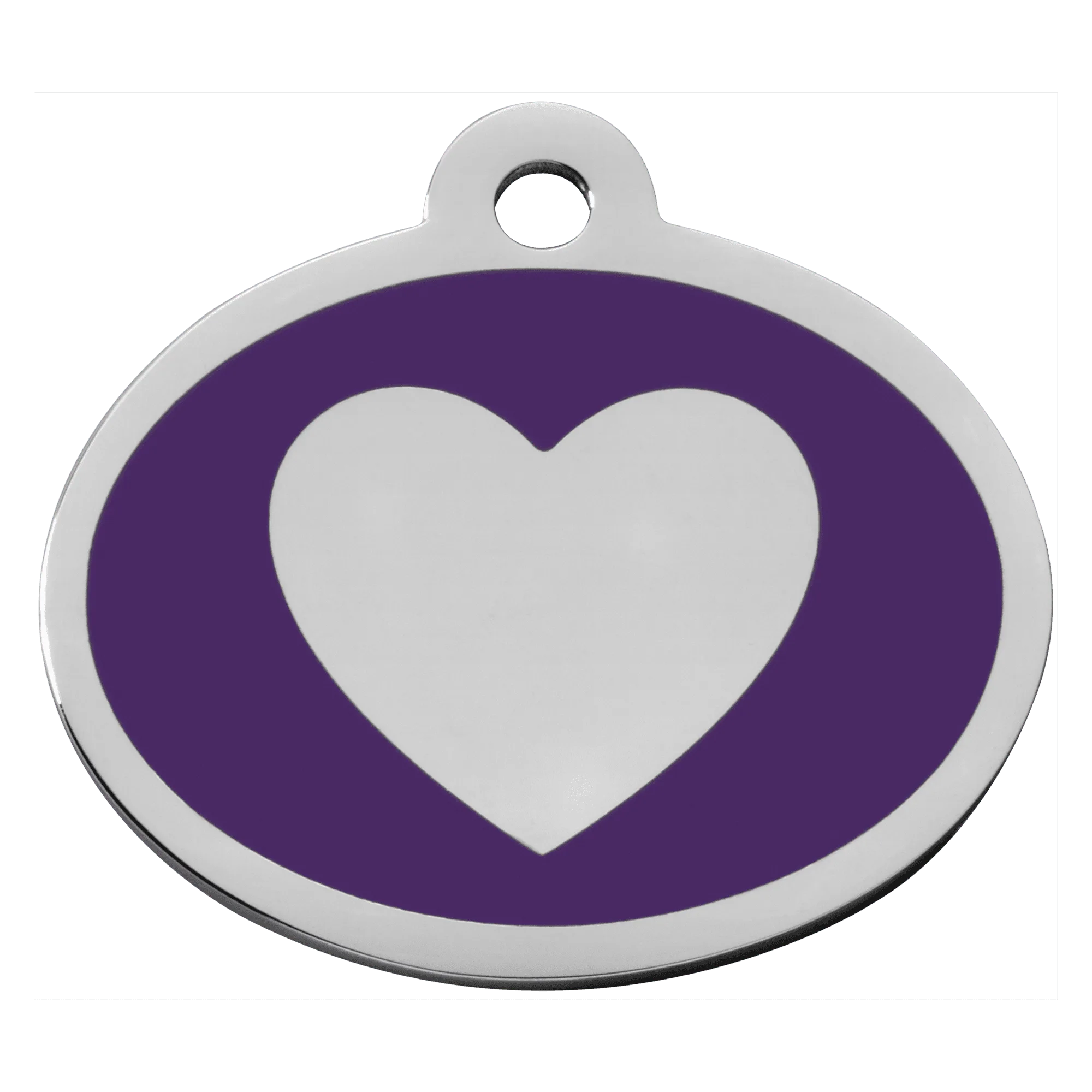 Purple Oval Heart vs Pink Oval Star Pet Tag