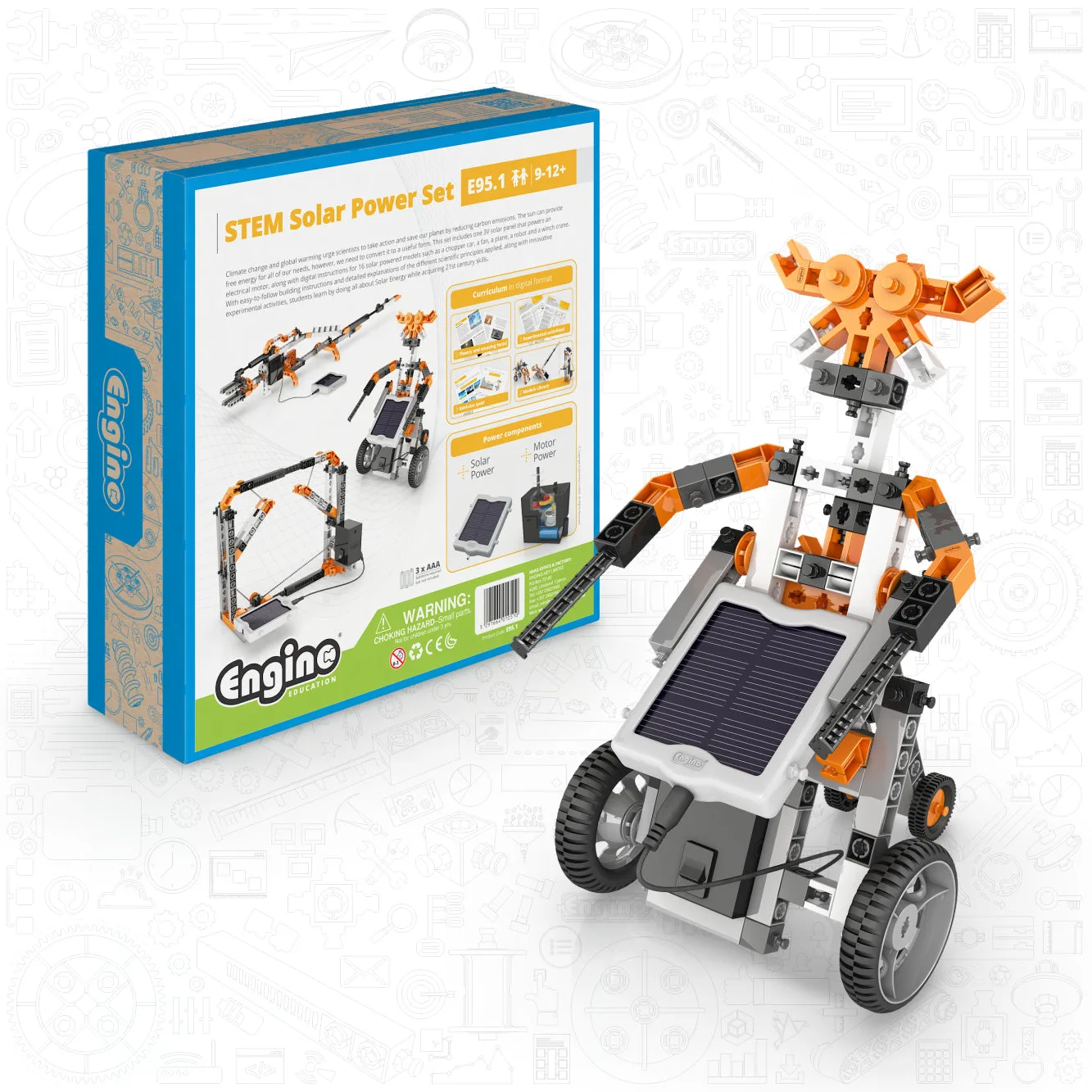 Engino STEM Energía Solar Set Completo, aprende energía renovable, para niños de 9 a 12+ años (16 modelos solares)