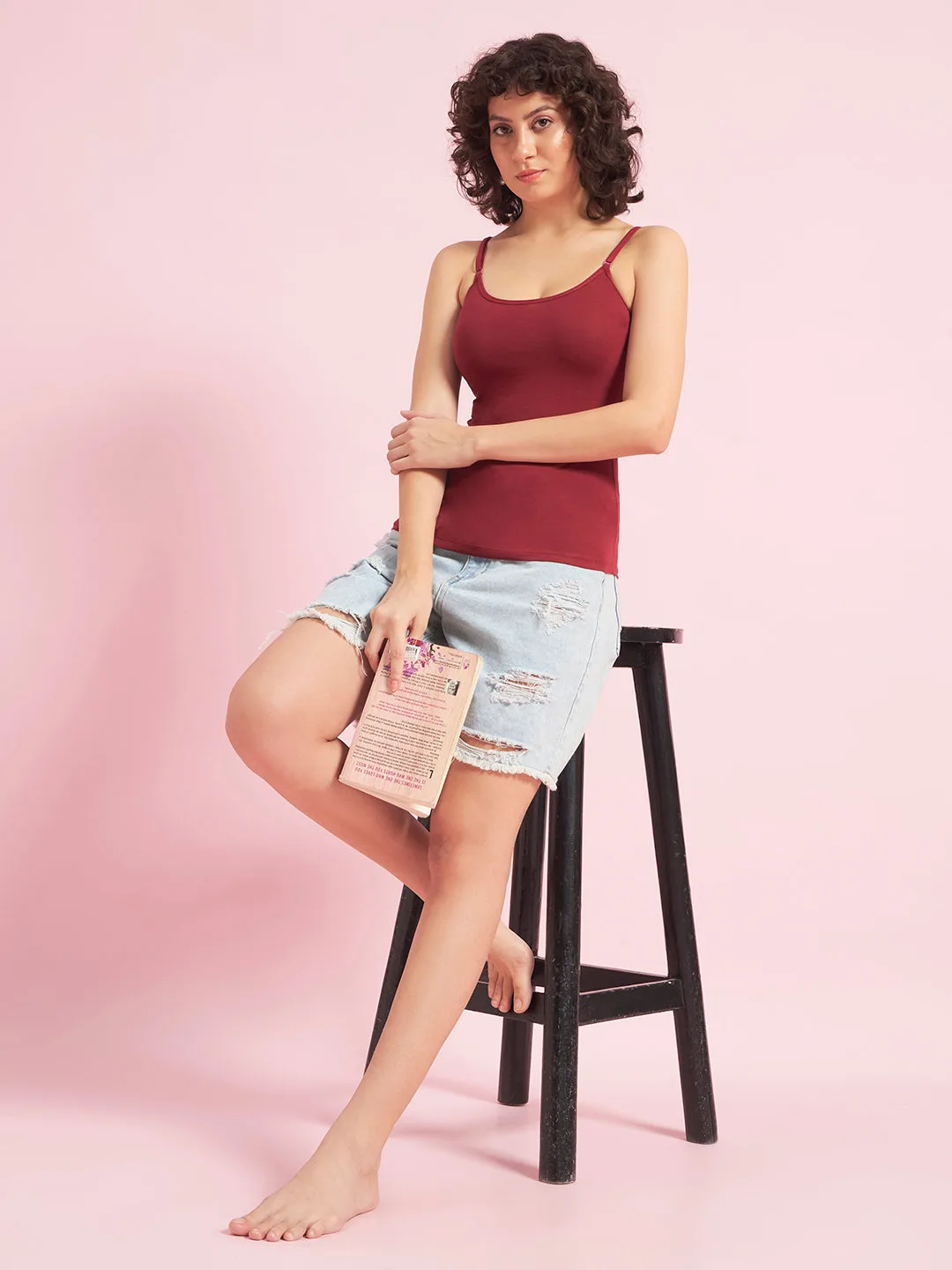 Effectinn Dames Camisole Top – Zachte Stretch Katoenen Spaghettiband Tank (ADCM_0034)