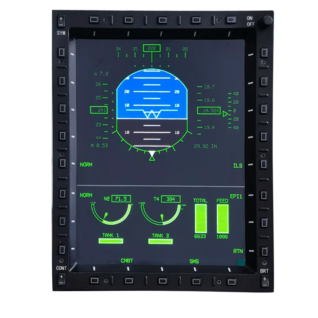 JF-17/FA-18C/F16 MFCD multifunktions farvedisplay, kompatibel med førende flysimuleringsspil på Windows (fuld størrelse militær-grade version)