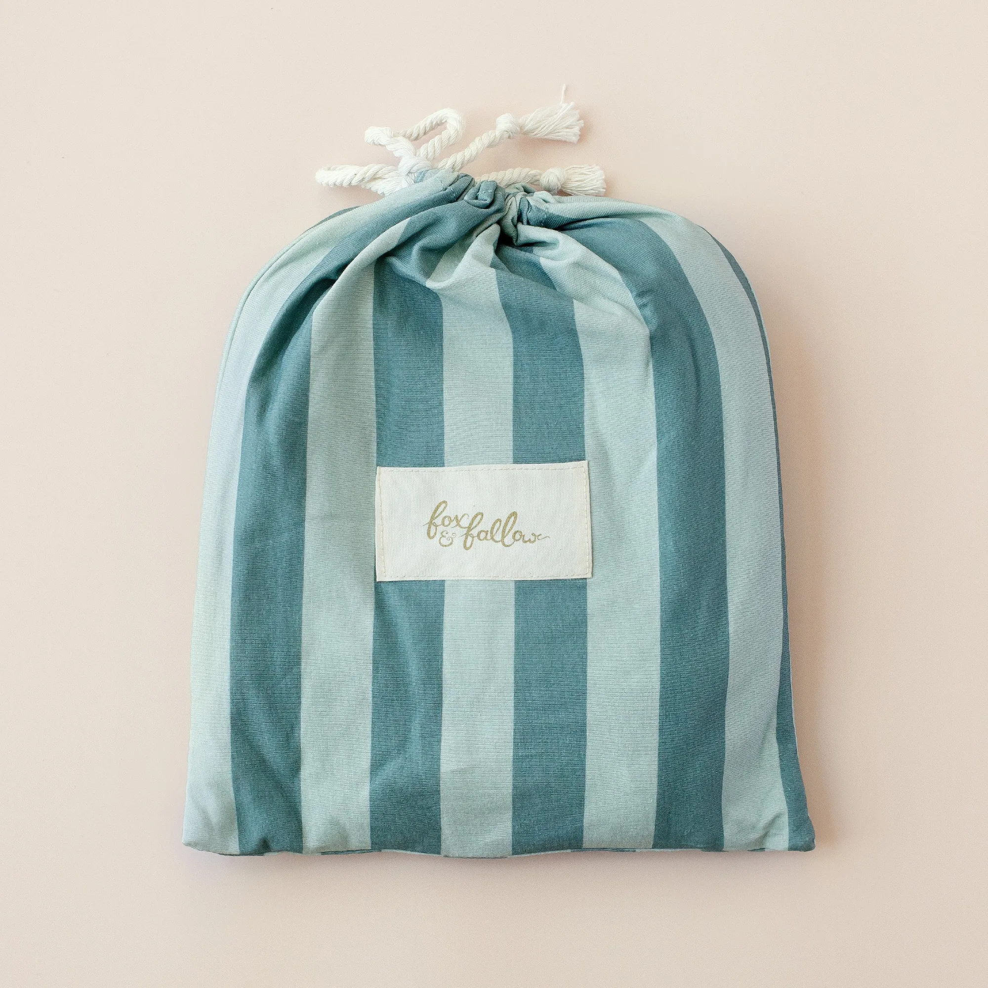 Sage Stripe Organic Fitted Cot Sheet