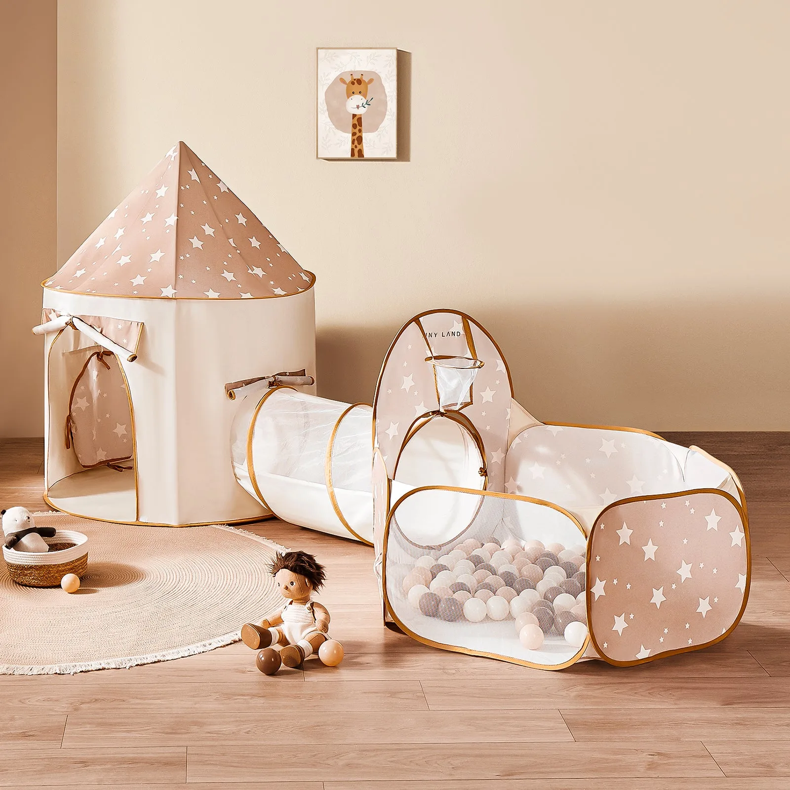 مجموعة نفق اللعب والمحيط الكروي 3 في 1 من Tiny Land®
