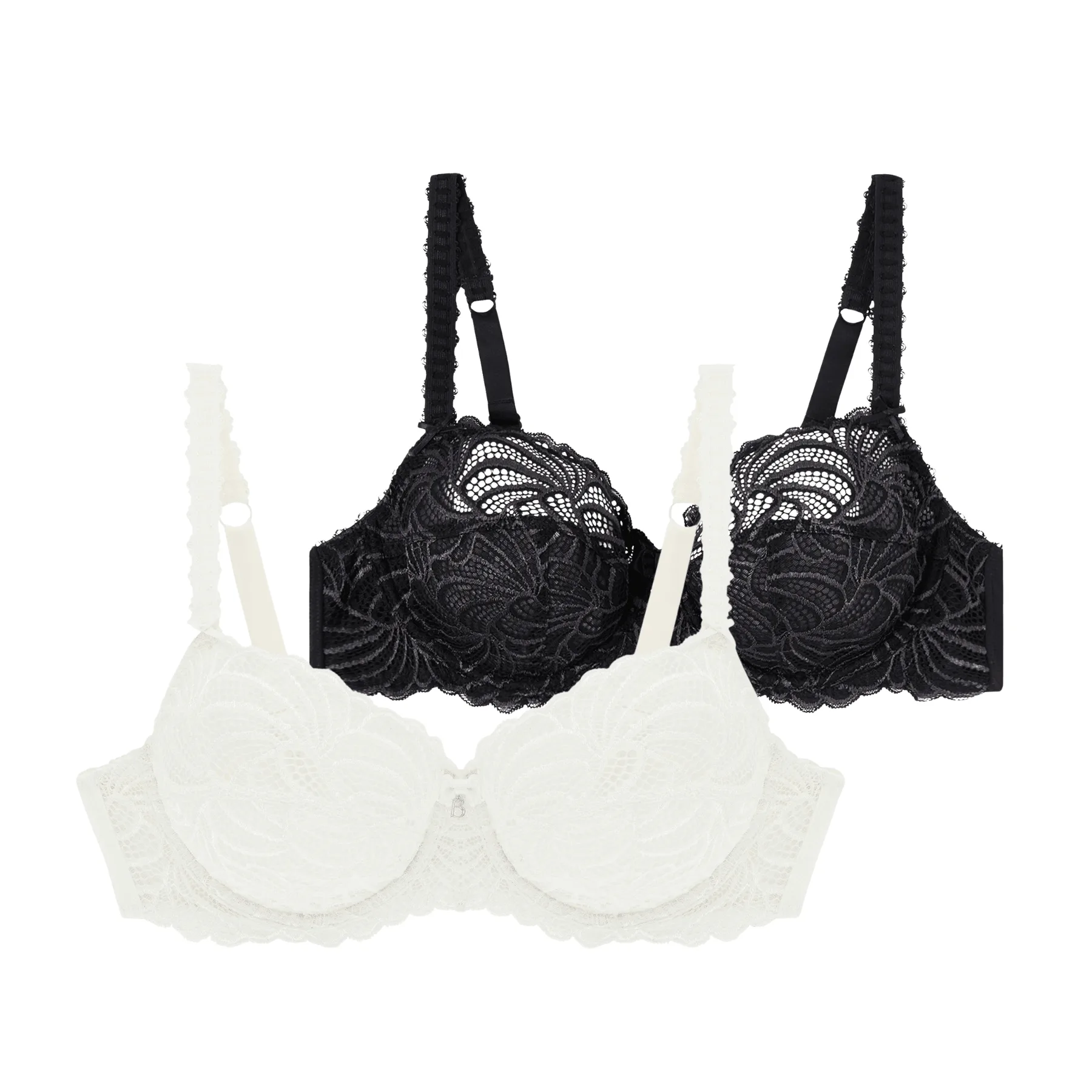 Lotto di due reggiseni a fascia avorio e nero Pampelune