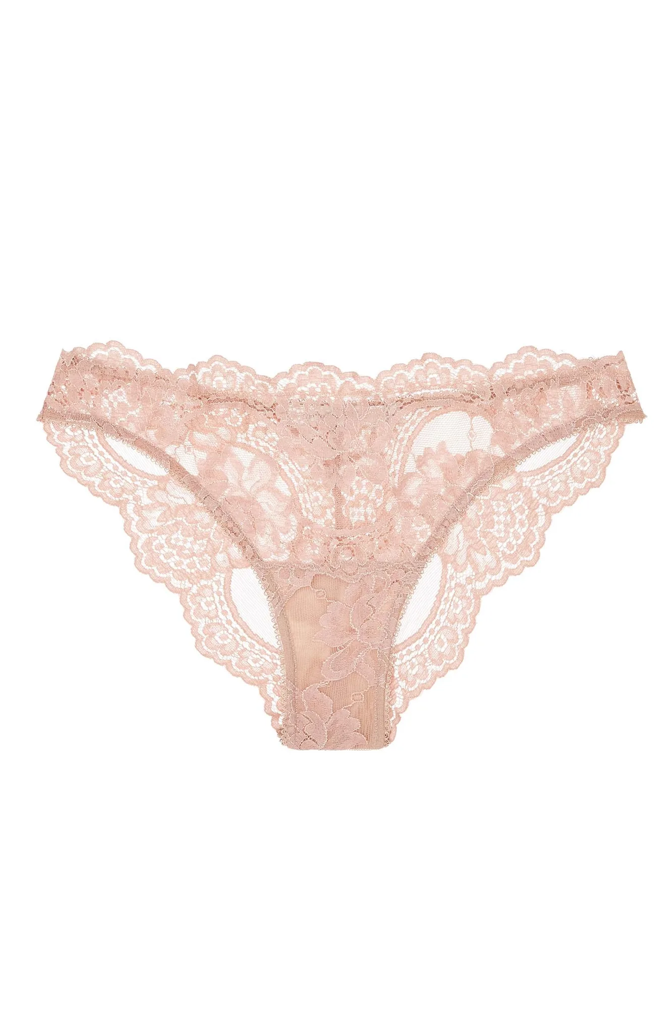 Mutandine Rosa in pizzo francese con bordo a scaloppa rosa