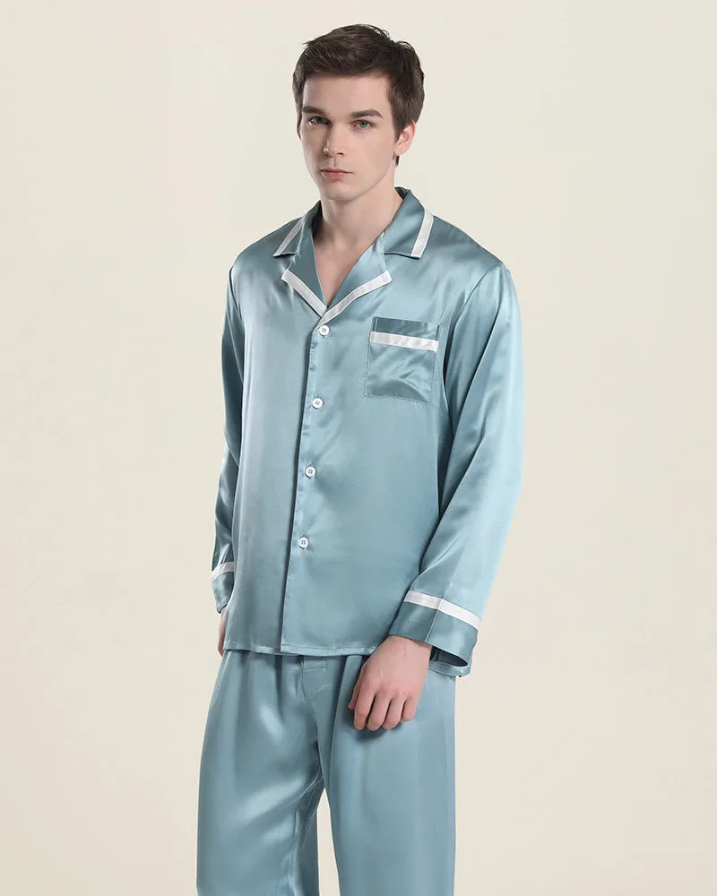 Men Silk Pajamas Sleepwear Set