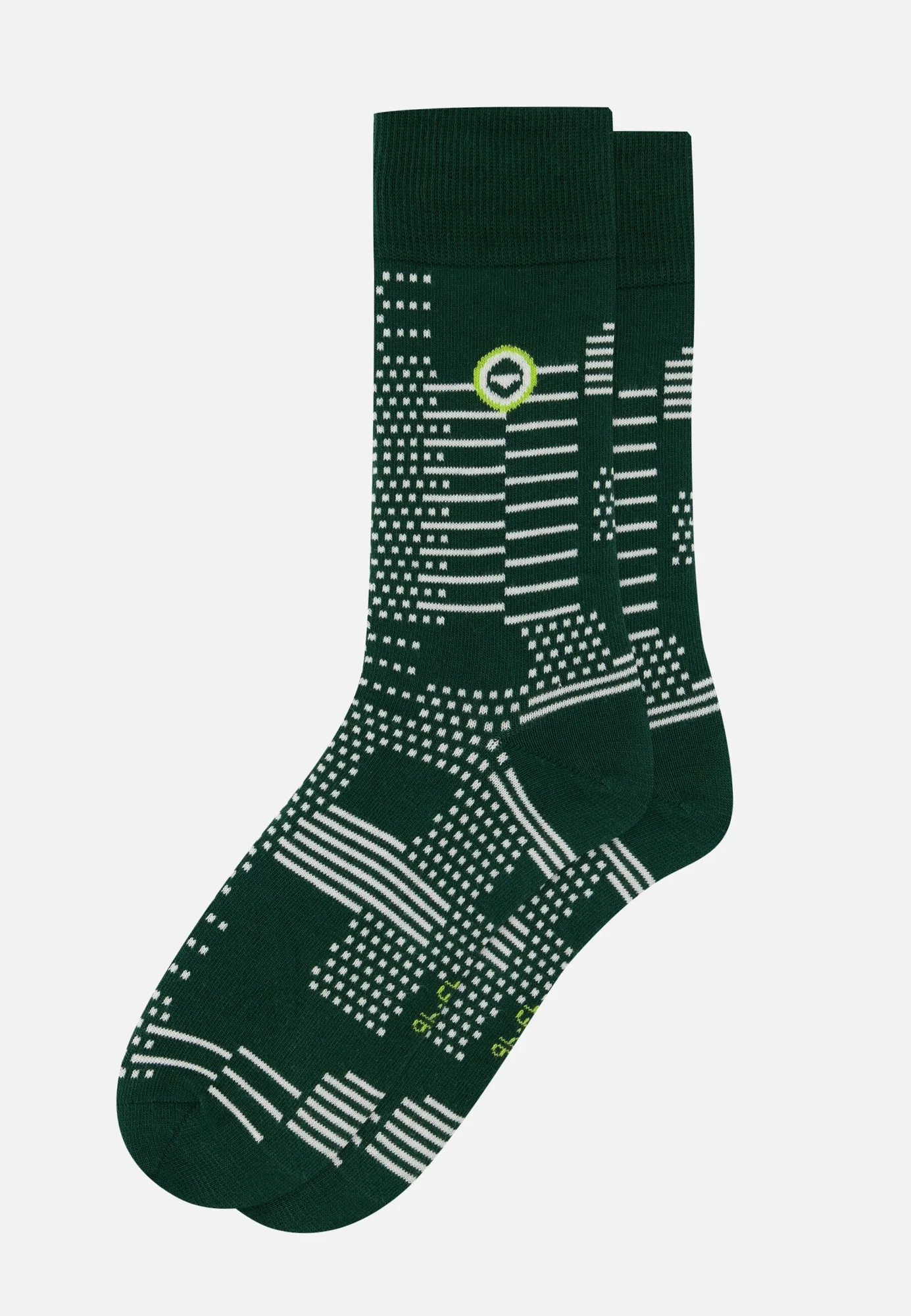 Chaussettes mi-hautes à motif pixel vert forêt en coton - Lucas Pixel Vert Forêt