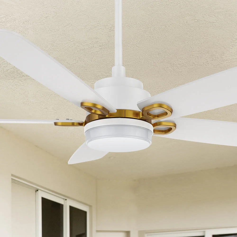 Ventilador de techo para exteriores Havre con luz LED regulable, mando a distancia, inteligente, 52 pulgadas