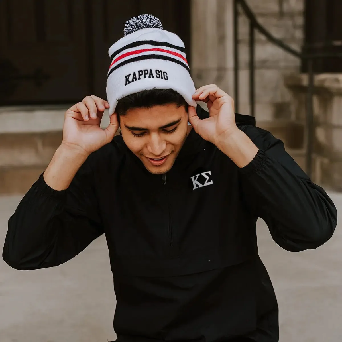 Kappa Sig White Hockey Knit Beanie