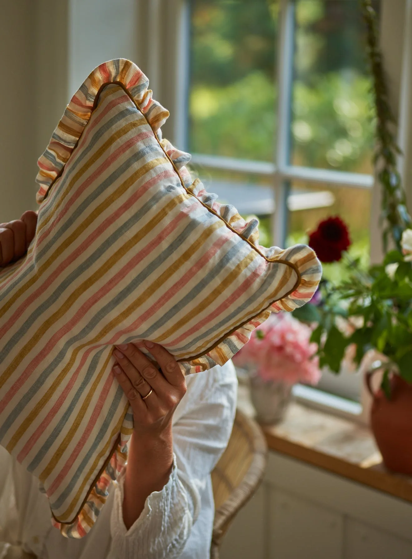 Sofia Striped Frill Cushion