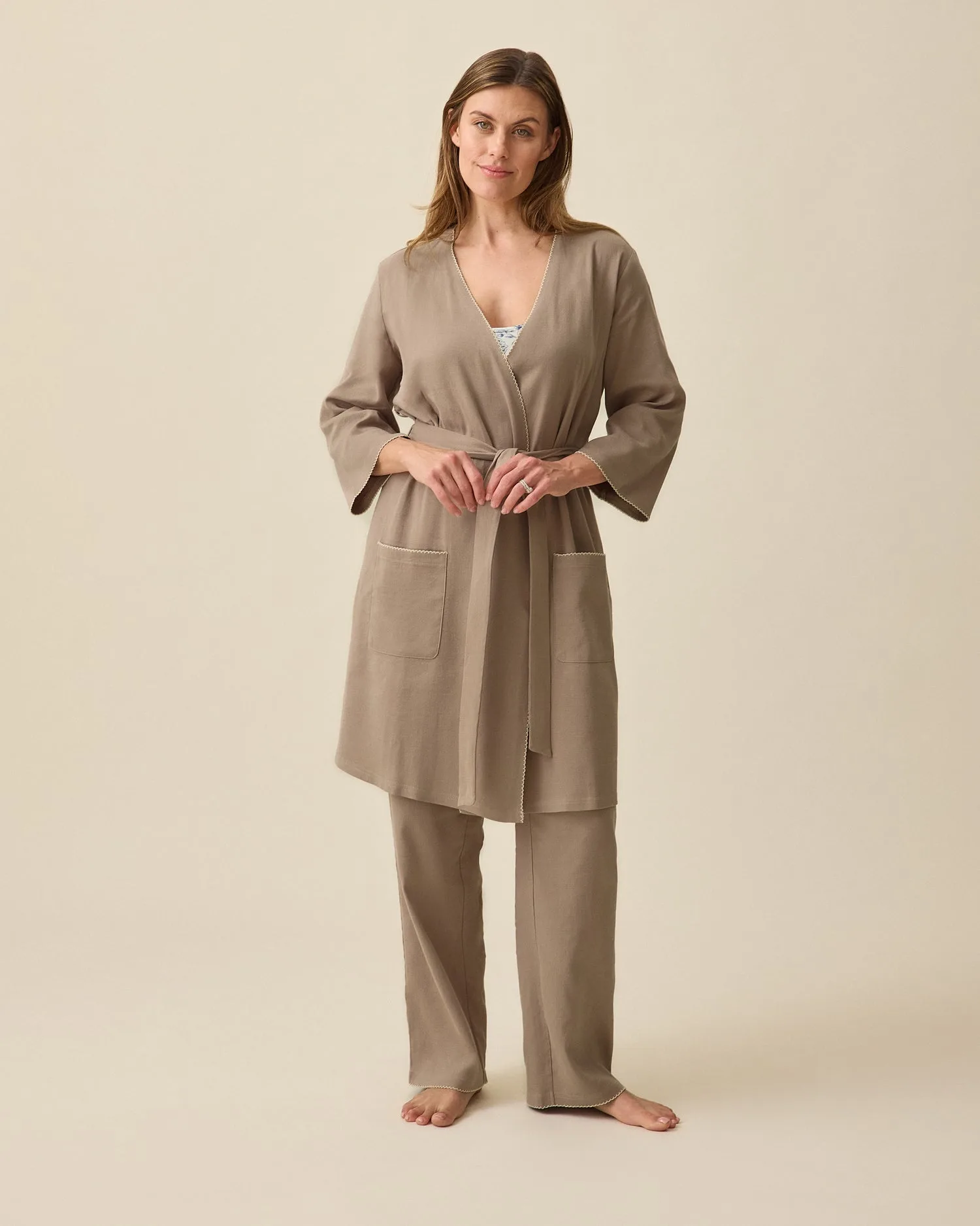 Cotton Bamboo Robe | Taupe