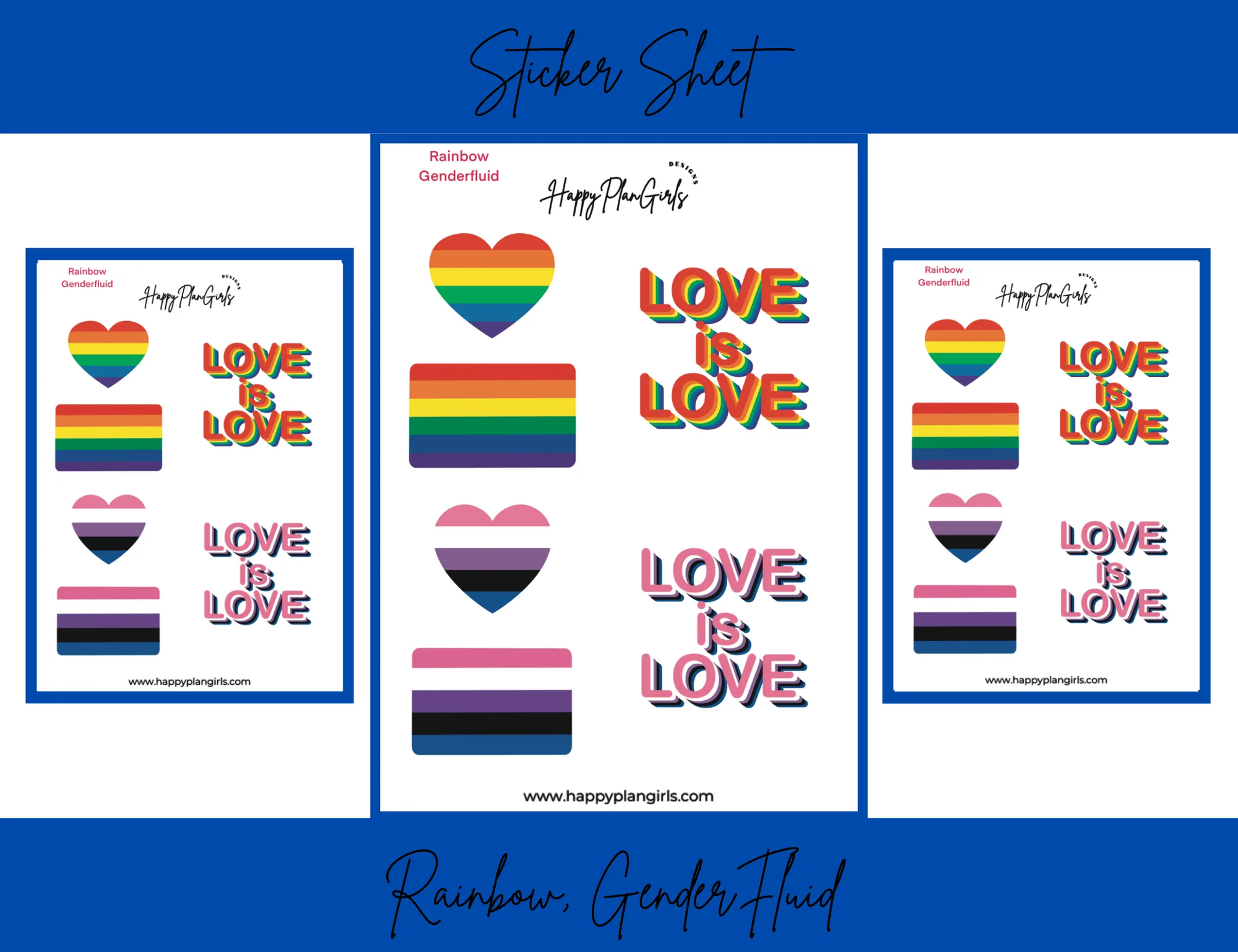 Planche d'autocollants Genderfluid Arc-en-ciel : Idées déco Pride