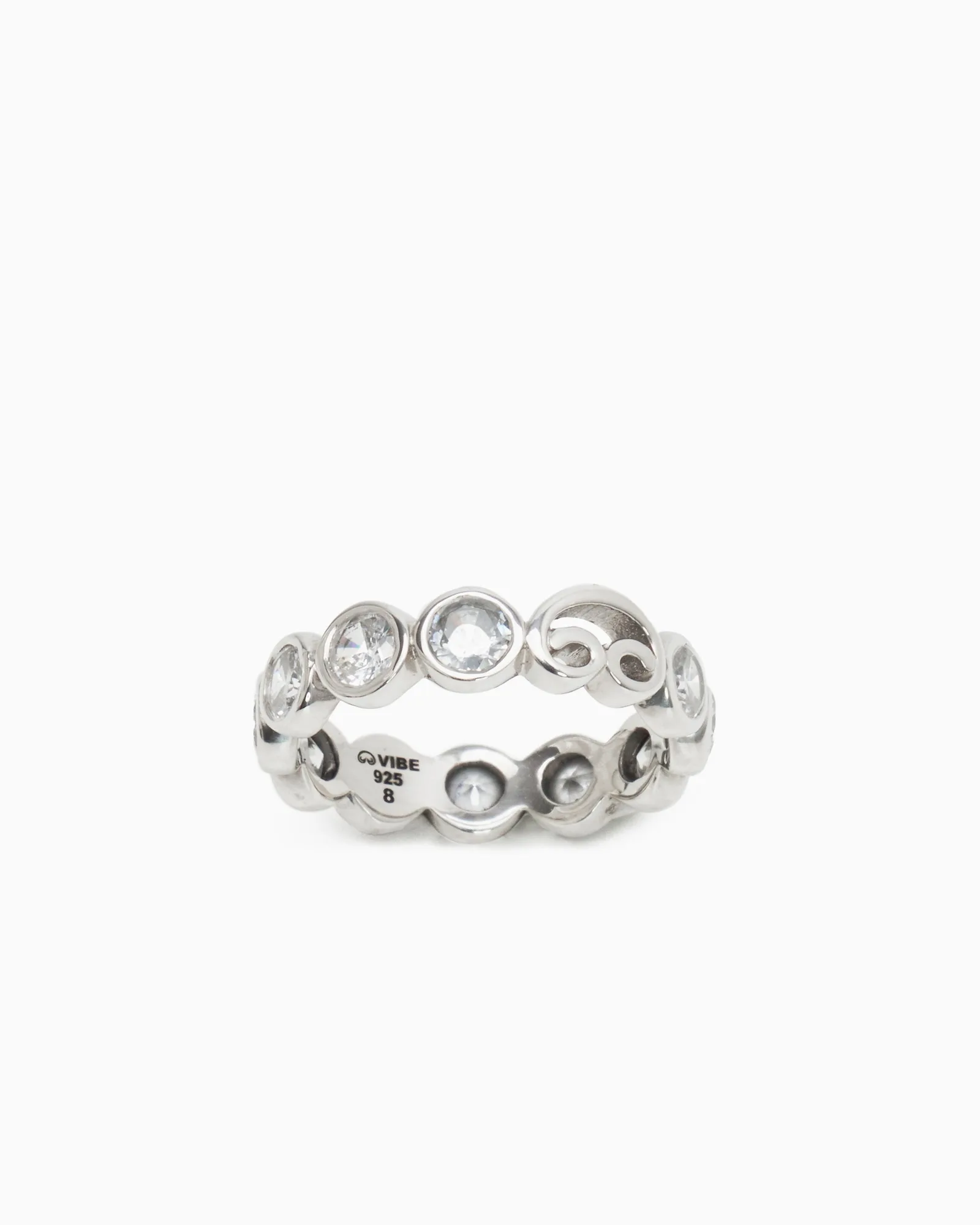 Stone & Petroglyph Ring - White Zircon