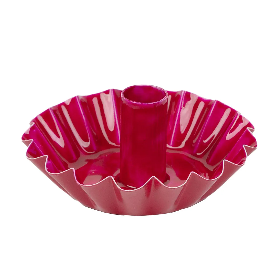 Portacandele da Tavola in Metallo Rosa Ondulato