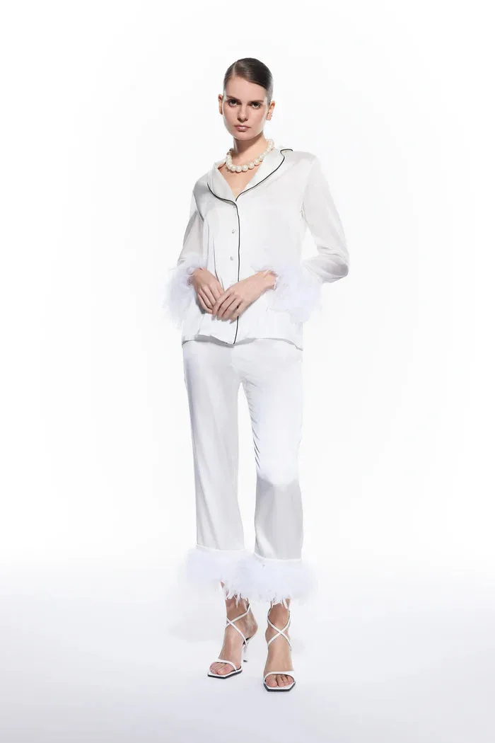 Juven Silk Pajama Set Bridal White