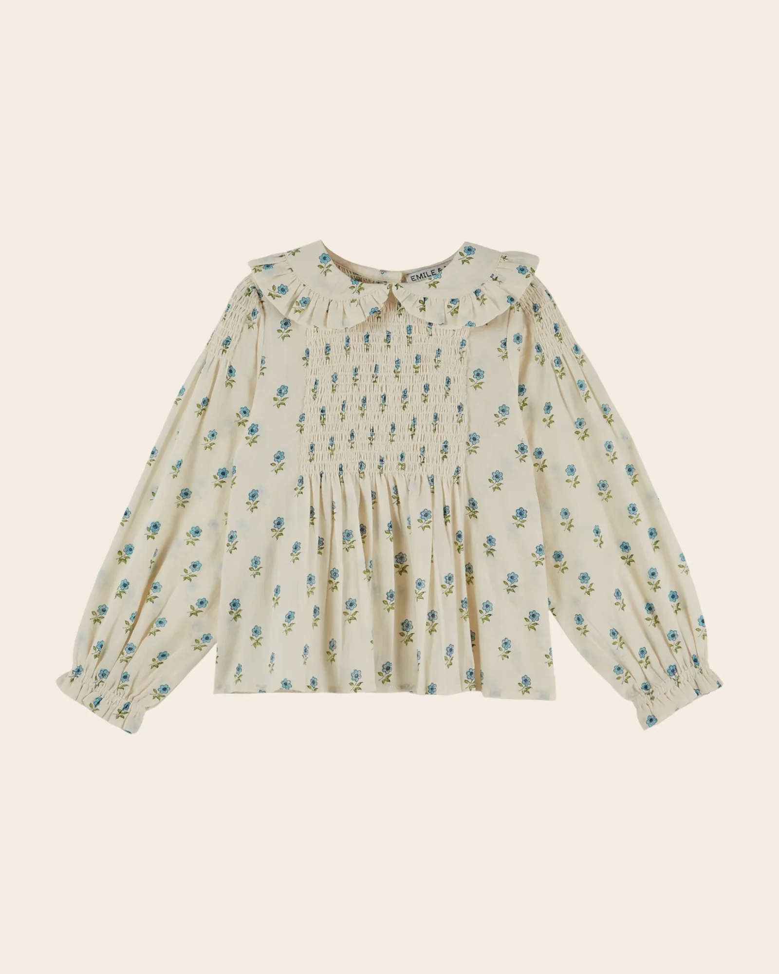 Blouse - Smockée fleuri écru