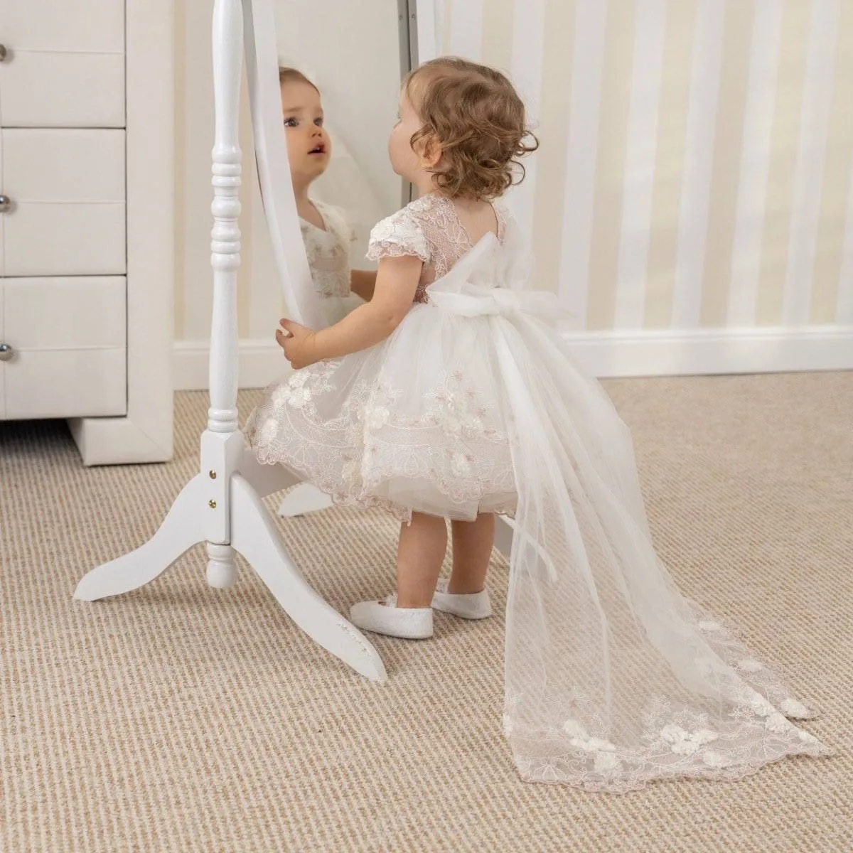 GRACE Baptism Dress with Detachable Train