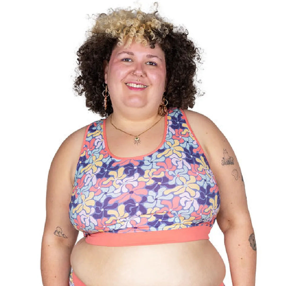Racerback Bralette - Wavy Flowers ***