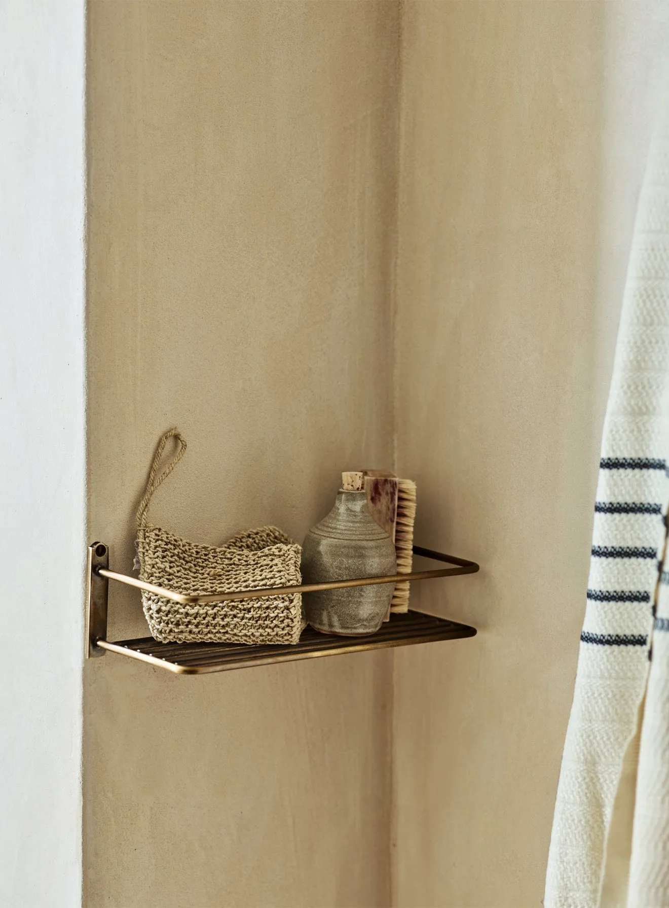 Bilton Shower Shelf, Antique Brass