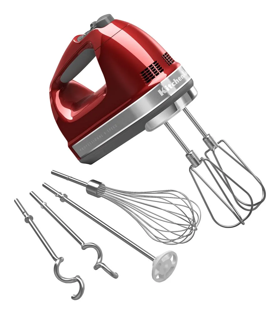 KitchenAid handmixer kleuren: Candy Apple Red vs Aqua Sky vs Empire Red