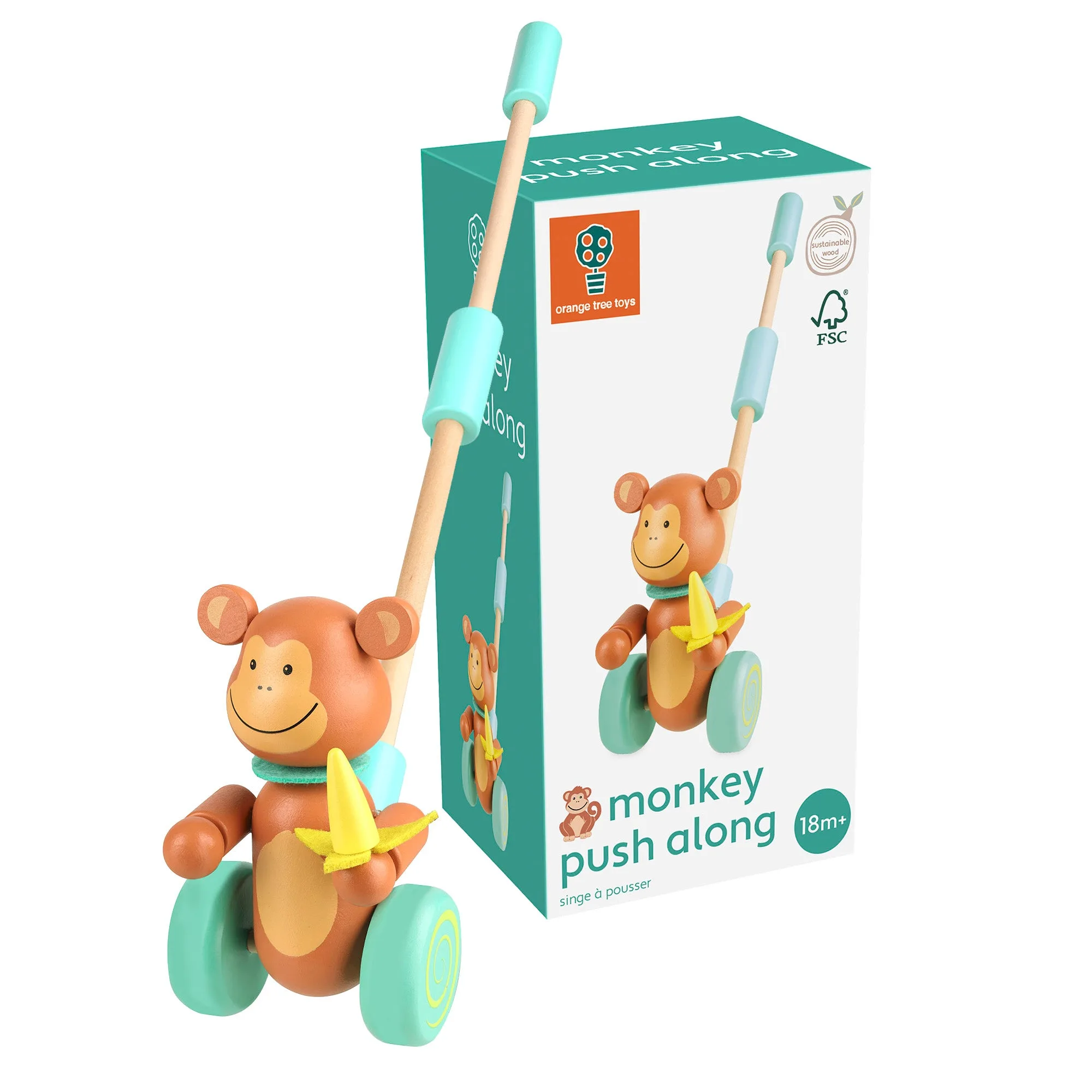 NEW Monkey Boxed Push Along