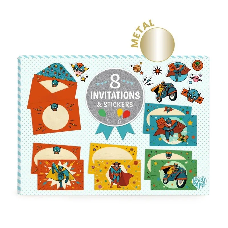 Djeco: PARTY INVITATION CARDS - Pow ! Bang !