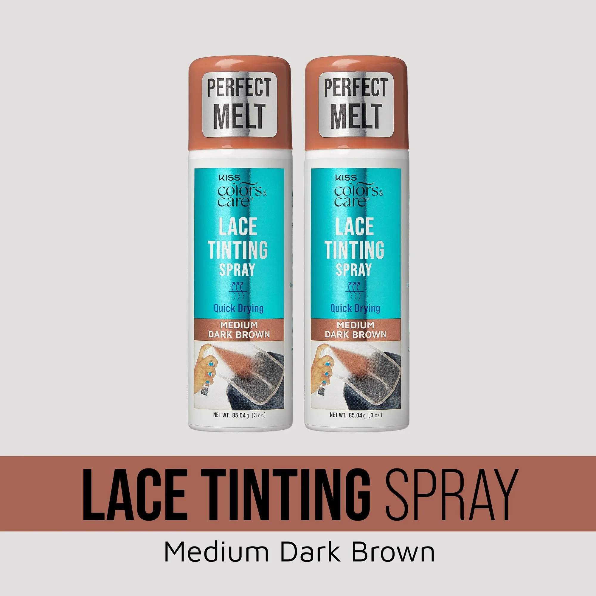 Kiss Colors & Care Lace Tinting Spray Medium Dark Brown Bundle 2 Pack