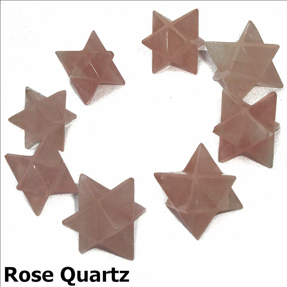 Estrella Merkaba pulida de cuarzo rosa