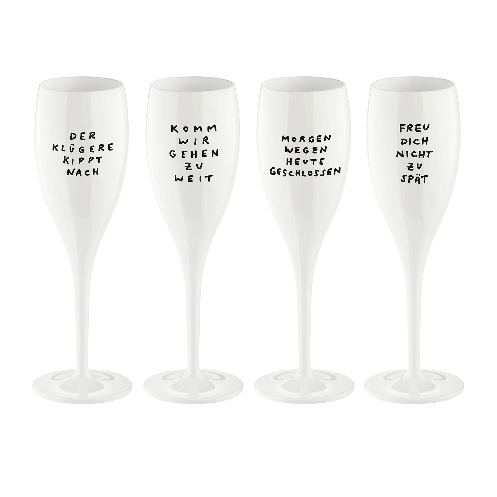 Glas mit Druck 4 Motive CHEERS No. 1 SPRUCHREIF 4er-Set